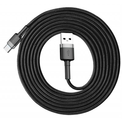 Кабель USB BASEUS Cafule, USB - Type-C, 2А, 2 м, серый+черный Кабель USB BASEUS Cafule, USB - Type-C, 2А, 2 м, серый+черный