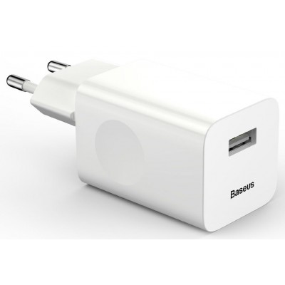Зарядное устройство BASEUS BX02 Quick Charger USB, 3A, 24W, белый Зарядное устройство BASEUS BX02 Quick Charger USB, 3A, 24W, белый