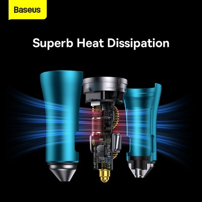 Автомобильное зарядное устройство BASEUS Golden Contactor Max Dual Fast Charger, 2*USB-C, 5A, 40W, синий Автомобильное зарядное устройство BASEUS Golden Contactor Max Dual Fast Charger, 2*USB-C, 5A, 40W, синий