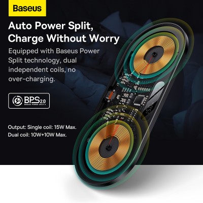 Беспроводное зарядное устройство BASEUS Digital LED Display 2in1 Wireless Charger 20W Universal version, 2A, 20W, черный Беспроводное зарядное устройство BASEUS Digital LED Display 2in1 Wireless Charger 20W Universal version, 2A, 20W, черный