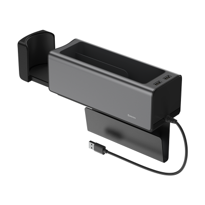 Автомобильный органайзер BASEUS Deluxe, 2*USB + 1 отсек + подстаканник, черный Автомобильный органайзер BASEUS Deluxe, 2*USB + 1 отсек + подстаканник, черный
