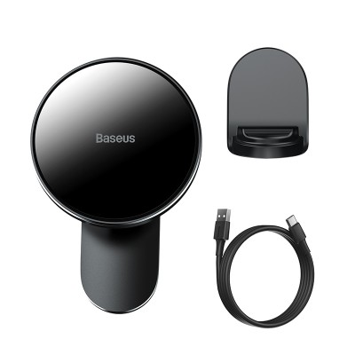 Автомобильный держатель BASEUS Big Energy Car Mount, с беспроводной зарядкой, 2A, 15W, черный, на воздуховод+клей Автомобильный держатель BASEUS Big Energy Car Mount, с беспроводной зарядкой, 2A, 15W, черный, на воздуховод+клей
