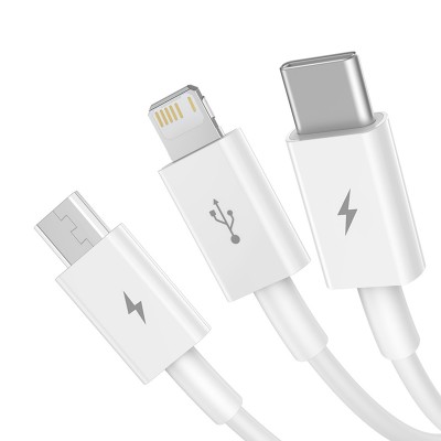 Кабель USB BASEUS Superior Series Fast Charging, USB - MicroUSB+Type-C+Lightning, 3.5A, 1.5 м, белый Кабель USB BASEUS Superior Series Fast Charging, USB - MicroUSB+Type-C+Lightning, 3.5A, 1.5 м, белый
