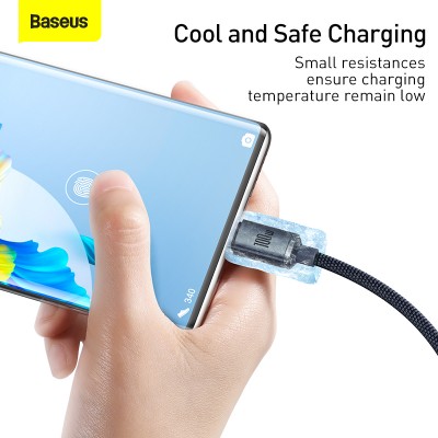 Кабель USB BASEUS Crystal Shine Series Fast Charging, USB - Type-C, 5A, 100W, 1,2м, черный Кабель USB BASEUS Crystal Shine Series Fast Charging, USB - Type-C, 5A, 100W, 1,2м, черный