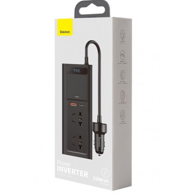 Автомобильный инвертор BASEUS In-car Inverter CN/EU, черный, 150W Автомобильный инвертор BASEUS In-car Inverter CN/EU, черный, 150W
