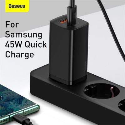 Зарядное устройство BASEUS GaN2 lite USB+USB-C, 3A, 65W, черный Зарядное устройство BASEUS GaN2 lite USB+USB-C, 3A, 65W, черный