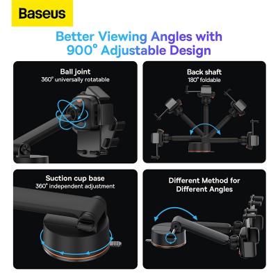 Автомобильный держатель BASEUS Easy Control Clamp Car Mount Holder Pro (Suction Cup Version), черный, на присоске Автомобильный держатель BASEUS Easy Control Clamp Car Mount Holder Pro (Suction Cup Version), черный, на присоске