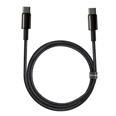 Кабель USB-C BASEUS Tungsten Gold, Type-C - Type-C, 5A, 1 м, черный Кабель USB-C BASEUS Tungsten Gold, Type-C - Type-C, 5A, 1 м, черный