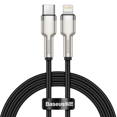 Кабель USB-C BASEUS Cafule Series Metal, Type-C - Lightning, 20W, 1 м, черный Кабель USB-C BASEUS Cafule Series Metal, Type-C - Lightning, 20W, 1 м, черный