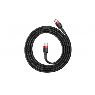 Кабель USB-C BASEUS Cafule, Type-C - Type-C, 3A, 1 м, красный+черный Кабель USB-C BASEUS Cafule, Type-C - Type-C, 3A, 1 м, красный+черный