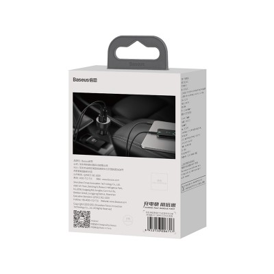 Автомобильное зарядное устройство BASEUS Superme Digital Display, USB+USB-C, 5A, 100W, черный Автомобильное зарядное устройство BASEUS Superme Digital Display, USB+USB-C, 5A, 100W, черный