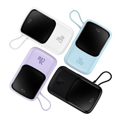 Портативный аккумулятор BASEUS Qpow Pro Digital Display Fast Charge 20W iP Edition, 3A, 10000 мА⋅ч, белый, с кабелем Typ Портативный аккумулятор BASEUS Qpow Pro Digital Display Fast Charge 20W iP Edition, 3A, 10000 мА⋅ч, белый, с кабелем Typ