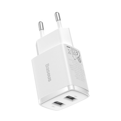 Зарядное устройство BASEUS Compact Charger 2U 2*USB, 2.1A, 10.5W, белый Зарядное устройство BASEUS Compact Charger 2U 2*USB, 2.1A, 10.5W, белый