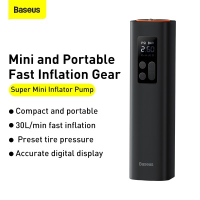 Автомобильный компрессор BASEUS Super Mini Inflator Pump, черный Автомобильный компрессор BASEUS Super Mini Inflator Pump, черный