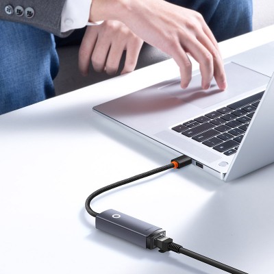 Переходник/Адаптер BASEUS Lite Series Ethernet Adapter (Aluminum Alloy), USB A- RJ45 (1000Mbps), серый Переходник/Адаптер BASEUS Lite Series Ethernet Adapter (Aluminum Alloy), USB A- RJ45 (1000Mbps), серый