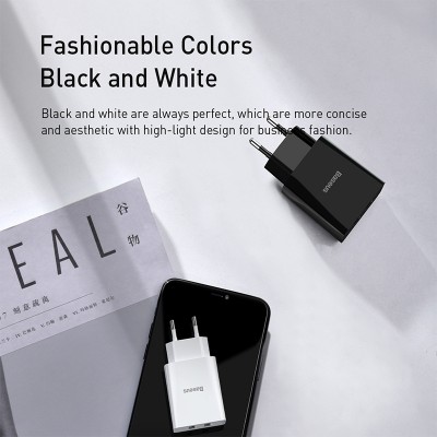 Зарядное устройство BASEUS Speed Mini Dual U Travel 2*USB + Кабель USB-Lightning, 2.1A, 10.5W, белый Зарядное устройство BASEUS Speed Mini Dual U Travel 2*USB + Кабель USB-Lightning, 2.1A, 10.5W, белый