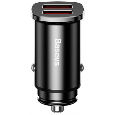 Автомобильное зарядное устройство BASEUS Square metal, 2*USB, 5A, 30W, черный, быстрая зарядка Автомобильное зарядное устройство BASEUS Square metal, 2*USB, 5A, 30W, черный, быстрая зарядка