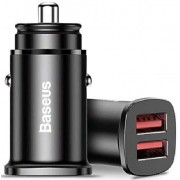 Автомобильное зарядное устройство BASEUS Square metal, 2*USB, 5A, 30W, черный, быстрая зарядка