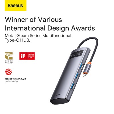 Переходник/Адаптер BASEUS Metal Gleam Series 4-in-1, Разветвитель, Type-C - 4xUSB3.0, серый Переходник/Адаптер BASEUS Metal Gleam Series 4-in-1, Разветвитель, Type-C - 4xUSB3.0, серый