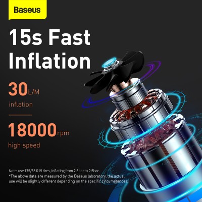 Автомобильный компрессор BASEUS Super Mini Inflator Pump, черный Автомобильный компрессор BASEUS Super Mini Inflator Pump, черный