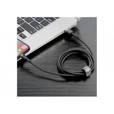Кабель USB BASEUS Cafule, USB - Lightning, 2.4А, 1 м, серый+черный Кабель USB BASEUS Cafule, USB - Lightning, 2.4А, 1 м, серый+черный