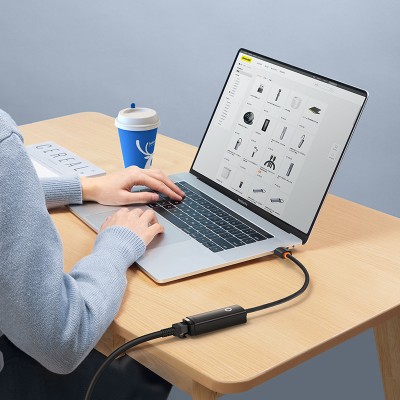 Переходник/Адаптер BASEUS Lite Series Ethernet Adapter, Type-C - RJ45 (1000Mbps), черный Переходник/Адаптер BASEUS Lite Series Ethernet Adapter, Type-C - RJ45 (1000Mbps), черный