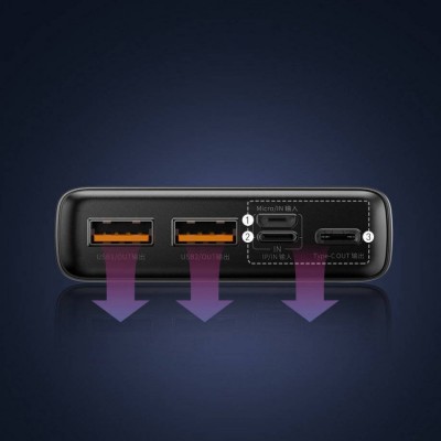 Портативный аккумулятор BASEUS Adaman Metal Digital Display 22.5W, 3A, 20000 мА⋅ч, черный, быстрая зарядка, дисплей Портативный аккумулятор BASEUS Adaman Metal Digital Display 22.5W, 3A, 20000 мА⋅ч, черный, быстрая зарядка, дисплей