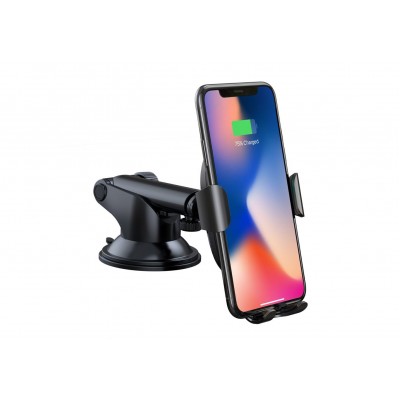 Автомобильный держатель BASEUS Gravity Car Mount, с беспроводной зарядкой, 2A, 10W, черный, на присоске Автомобильный держатель BASEUS Gravity Car Mount, с беспроводной зарядкой, 2A, 10W, черный, на присоске