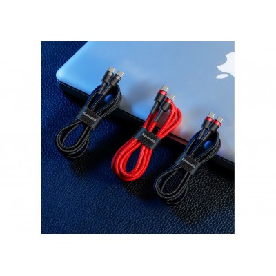 Кабель USB-C BASEUS Cafule, Type-C - Type-C, 3A, 1 м, красный+черный Кабель USB-C BASEUS Cafule, Type-C - Type-C, 3A, 1 м, красный+черный