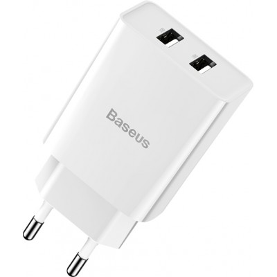 Зарядное устройство BASEUS Speed Mini Dual U Travel 2*USB + Кабель USB-Lightning, 2.1A, 10.5W, белый Зарядное устройство BASEUS Speed Mini Dual U Travel 2*USB + Кабель USB-Lightning, 2.1A, 10.5W, белый
