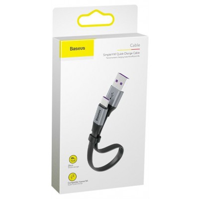 Кабель USB BASEUS Simple HW, USB - Type-C, 5А, 23 см, серый+черный Кабель USB BASEUS Simple HW, USB - Type-C, 5А, 23 см, серый+черный