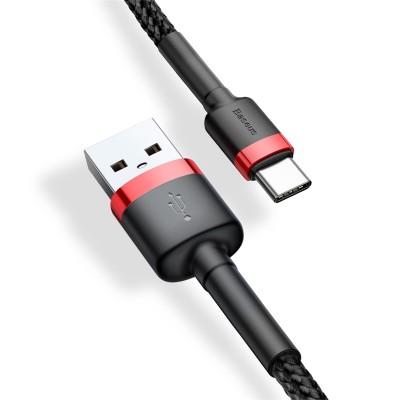Кабель USB BASEUS Cafule, USB - Type-C, 2А, 3 м, красно-черный Кабель USB BASEUS Cafule, USB - Type-C, 2А, 3 м, красно-черный