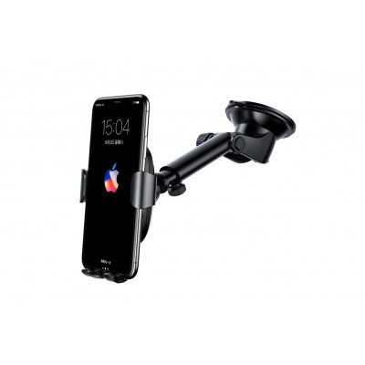 Автомобильный держатель BASEUS Gravity Car Mount, с беспроводной зарядкой, 2A, 10W, черный, на присоске Автомобильный держатель BASEUS Gravity Car Mount, с беспроводной зарядкой, 2A, 10W, черный, на присоске