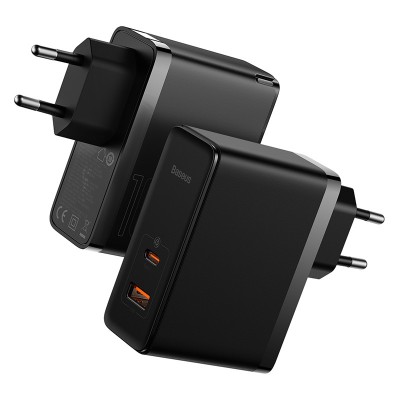 Зарядное устройство BASEUS GaN5 Pro Fast Charger USB+Type-C + Кабель Type-C-Type-C, 5A, 100W, черный Зарядное устройство BASEUS GaN5 Pro Fast Charger USB+Type-C + Кабель Type-C-Type-C, 5A, 100W, черный