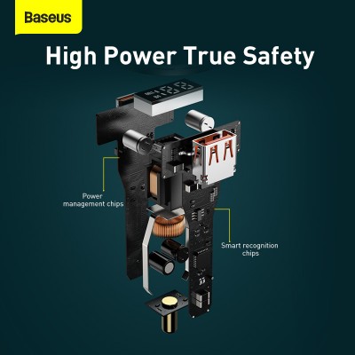 Автомобильное зарядное устройство BASEUS Superme Digital Display, USB+USB-C, 5A, 100W, черный Автомобильное зарядное устройство BASEUS Superme Digital Display, USB+USB-C, 5A, 100W, черный