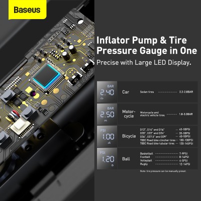 Автомобильный компрессор BASEUS Super Mini Inflator Pump, черный Автомобильный компрессор BASEUS Super Mini Inflator Pump, черный