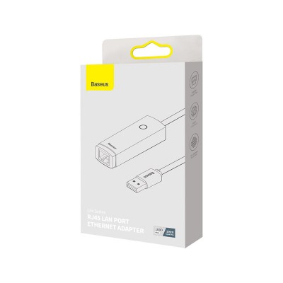 Переходник/Адаптер BASEUS Lite Series Ethernet Adapter (Aluminum Alloy), USB A- RJ45 (1000Mbps), серый Переходник/Адаптер BASEUS Lite Series Ethernet Adapter (Aluminum Alloy), USB A- RJ45 (1000Mbps), серый
