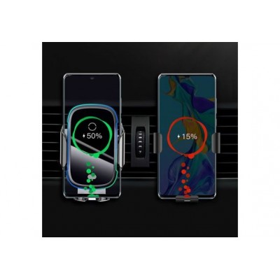Автомобильный держатель BASEUS Light Electric, с беспроводной зарядкой, 15W, черный, на воздуховод+присоска, Qi Автомобильный держатель BASEUS Light Electric, с беспроводной зарядкой, 15W, черный, на воздуховод+присоска, Qi