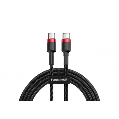 Кабель USB-C BASEUS Cafule, Type-C - Type-C, 3A, 1 м, красный+черный Кабель USB-C BASEUS Cafule, Type-C - Type-C, 3A, 1 м, красный+черный