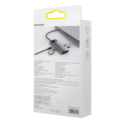 Переходник/Адаптер BASEUS Starjoy Series 6-in-1, Разветвитель, Type-C - 3xUSB3.0+ HDMI+PD+RJ45, серый Переходник/Адаптер BASEUS Starjoy Series 6-in-1, Разветвитель, Type-C - 3xUSB3.0+ HDMI+PD+RJ45, серый
