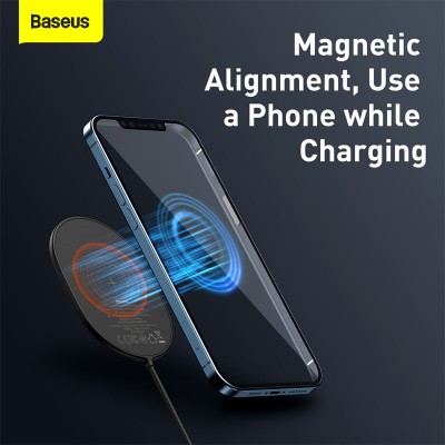 Беспроводное зарядное устройство BASEUS Light Magnetic BS-W518 + Кабель Type-C, 2A, 15W, черный Беспроводное зарядное устройство BASEUS Light Magnetic BS-W518 + Кабель Type-C, 2A, 15W, черный