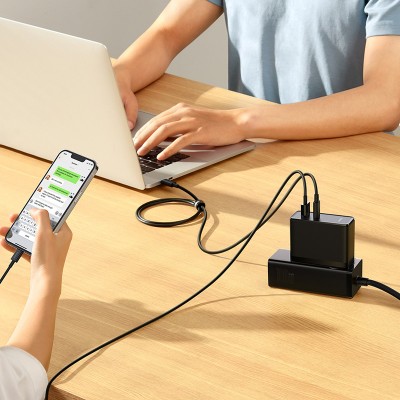 Зарядное устройство BASEUS GaN5 Pro Fast Charger USB+Type-C + Кабель Type-C-Type-C, 5A, 100W, черный Зарядное устройство BASEUS GaN5 Pro Fast Charger USB+Type-C + Кабель Type-C-Type-C, 5A, 100W, черный