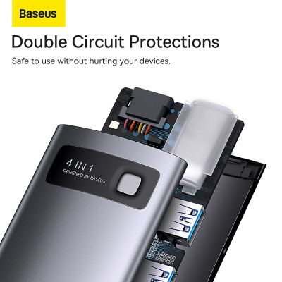 Переходник/Адаптер BASEUS Metal Gleam Series 4-in-1, Разветвитель, Type-C - 4xUSB3.0, серый Переходник/Адаптер BASEUS Metal Gleam Series 4-in-1, Разветвитель, Type-C - 4xUSB3.0, серый