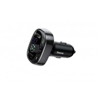 FM - Трансмиттер BASEUS T typed S-09, 2*USB, 3.4A, черный, дисплей + Bluetooth, FM, SD/TF FM - Трансмиттер BASEUS T typed S-09, 2*USB, 3.4A, черный, дисплей + Bluetooth, FM, SD/TF