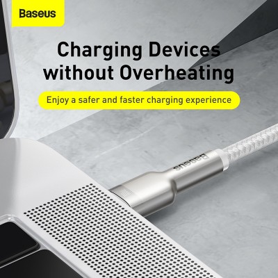 Кабель USB-C BASEUS Cafule Series Metal, Type-C - Type-C, 5A, 100W, 2 м, белый Кабель USB-C BASEUS Cafule Series Metal, Type-C - Type-C, 5A, 100W, 2 м, белый