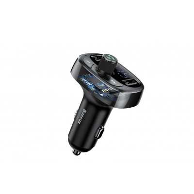 FM - Трансмиттер BASEUS T typed S-09, 2*USB, 3.4A, черный, дисплей + Bluetooth, FM, SD/TF FM - Трансмиттер BASEUS T typed S-09, 2*USB, 3.4A, черный, дисплей + Bluetooth, FM, SD/TF