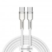 Кабель USB-C BASEUS Cafule Series Metal, Type-C - Type-C, 5A, 100W, 2 м, белый