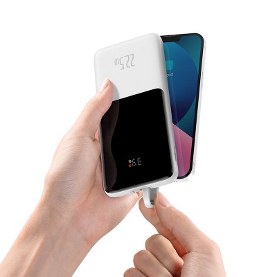 Портативный аккумулятор BASEUS Elf Digital Display 22.5W, 2.4A, 10000 мА⋅ч, белый Портативный аккумулятор BASEUS Elf Digital Display 22.5W, 2.4A, 10000 мА⋅ч, белый