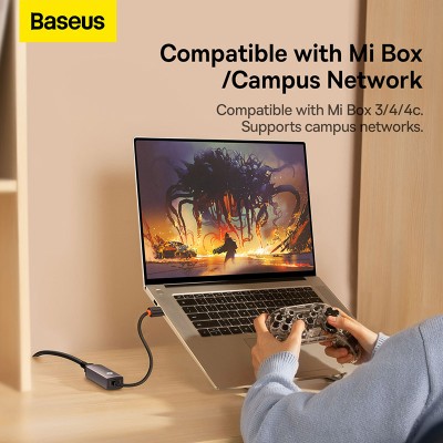 Переходник/Адаптер BASEUS Lite Series Ethernet Adapter (Aluminum Alloy), USB A- RJ45 (1000Mbps), серый Переходник/Адаптер BASEUS Lite Series Ethernet Adapter (Aluminum Alloy), USB A- RJ45 (1000Mbps), серый