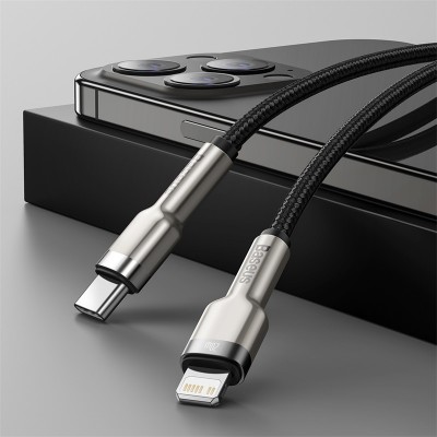 Кабель USB-C BASEUS Cafule Series Metal, Type-C - Lightning, 20W, 1 м, черный Кабель USB-C BASEUS Cafule Series Metal, Type-C - Lightning, 20W, 1 м, черный